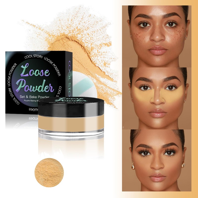 Loose Setting Powder, Bake Makeup Powder Full Coverage Matte Finish
