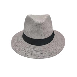 TUREVIEW Classic Flat Wide Brim Straw Hat Panama Fedora Hat Safari Sun Protection Hat UPF50+ for Women and Men (Gray M)