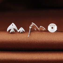 MicLee Women's Earrings 925 Sterling Silver Cute Fish Combination Earrings with Gift Bag Super Christmas Gift, Silver