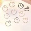 Fiklon 5Pairs Simple Geometric Stud Earrings for Women, Gold Circle