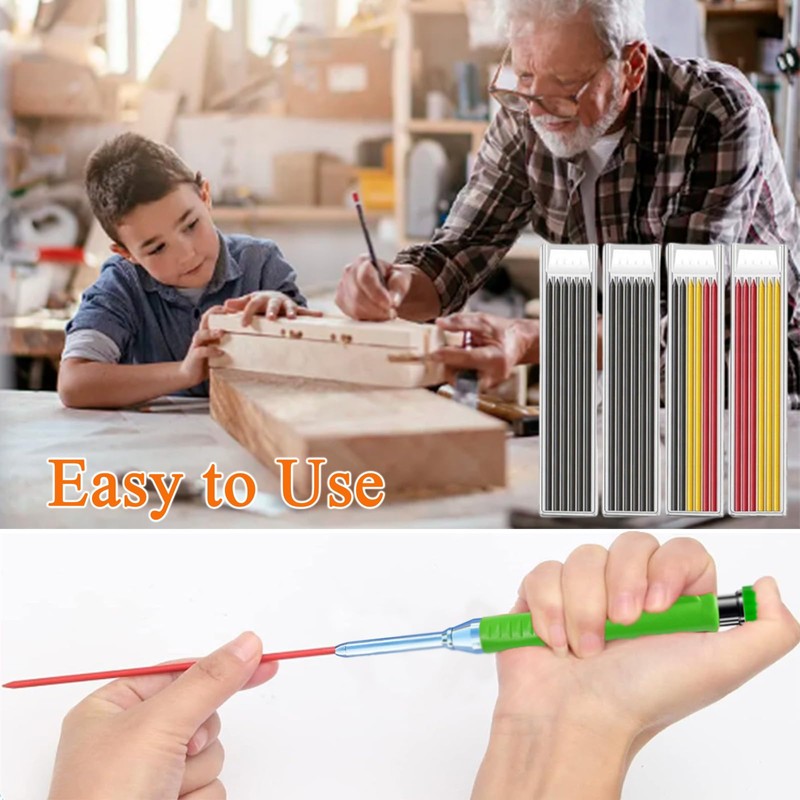24PCS Tracer Pencil Refills, 2.8mm Carpenters Pencil Refills Replacement, Solid