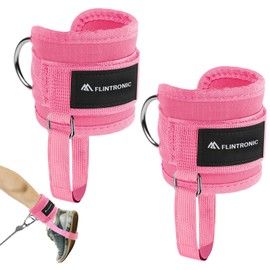 flintronic Foot Loops, Cable Pull with Fixed Rope, Foot Cuffs Cable Pull with D-Rings for Men and Women, Leg Extenders, Ankle Straps for Fitness, Glutes and Leg Training (Pink)