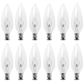 Seentech 12 Pack 60W 120V E12 Base B10 CTC Incandescent Light Bulbs, Transparent Candle Light Bulbs Perfect for Chandeliers, Ceiling Fan Lights, Pendants, Fireplace, Dimmable, Warm White 2700K