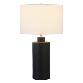 Carlina 25" Tall Ceramic Table Lamp with Fabric Shade in Matte Black/White