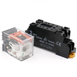 Heschen Gereral Purpose Relay, MY2N-GS (MY2NJ), 24VDC Coil, LED Display, DPDT, 5A 30VDC/250VAC, with Relay Socket PYF8A