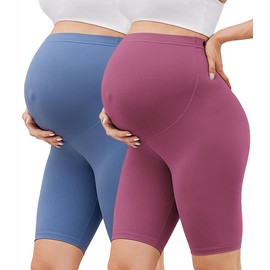BONVIGOR Buttercloud Maternity Shorts Over The Belly-8" Pregnancy Biker Shorts Women Lounge Yoga Pants