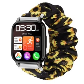 Compatible for Popglory 1.85 Smart Watch Band, Lamshaw Fabric Elastic Scrunchie Elastic Women Replacement Straps Compatible with Popglory, Ddidbi 1.85'' P66 Watch/TOOBUR IDW13 1.8 Watch/ ANDFZ 1.85''