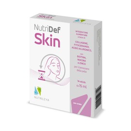 Nutridef Skin 14 Sticks Kollagen + Hyaluronsäure - Ergänzungsmittel für das Wohlbefinden der gesunden und glänzenden Haut - Gegen Akne und fettige Haut, Unreinheiten - Mit Phytoceramiden, Biotin,