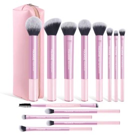 Maange Brochas Set 13 Brochas Maquillaje Profesionales Con Un Neceser Alta Calidad Kit De Brochas Kabuki Brocha Para Base Pincel Para El Rostro Pincel Para Los Ojos Rosa