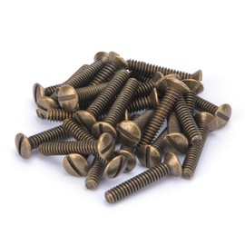 Henne Bery 3/4" Long 6-32 Thread, Oval Head Milled Slot Replacement Wall Plate Screws, 30 Pack, Antique Brass