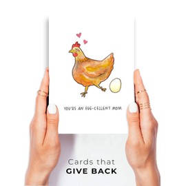 Wunderkid Egg-cellent Mom, Funny & Cute Mother's Day Card Birthday or Easter Card for Mom (1 Single Card, Blank inside)