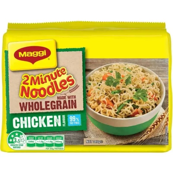 Maggi 2 Minute Instant Wholegrain Chicken Noodles 5 pack **Best Before May – Jun 2023**