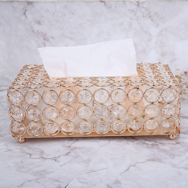 Crystal Tissue Box Holder, Rectangular Tissue Organizer Crystal Facial Tissue