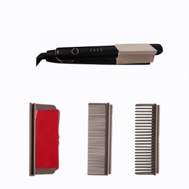 Dladhict Flat Iron Comb Attachment, Removable Hair Straightener, for Black Hair, Professional or Home Use Compact Straightening Styling Tool (Brown)