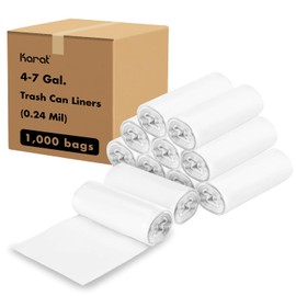 Karat Trash Bags [4-7 Gal - 1000 pc] | 6 Microns | Clear High Density Garbage Can Liners | 24" x 24"