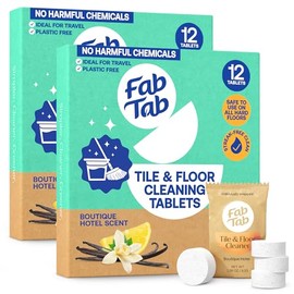 FabTab Tile Floor Cleaner Tablets, Hardwood Floor Cleaner for Streak-Free Shine, Powered by Active Enzymes, Plastic-Free & Eco-conscious, No Harmful Chemicals, Boutique Hotel Scent, 24 Count (2 pack)