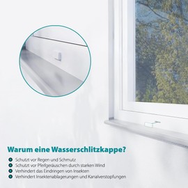 Vooxa Window Water Slot Caps, Rectangular, White RAL9010 for Slot Milling of 25-35 x 5 mm, Pack of 25