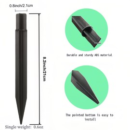 RyanDesign 8.25" Reinforced ABS Plastic Solar Ground Spikes - Durable Solar Light Replacement Stakes for Garden, Pathway, Deck, Camping, Christmas Lights (Fits 0.82" Pole Diameter) (2, Black)