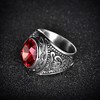 MASOP 316L Stainless Steel Ring Mens Engraved Stone Silver Color