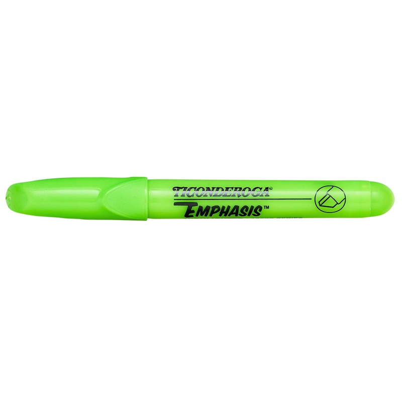 Ticonderoga Emphasis Fluorescent Highlighters, Desk Style, Chisel Tip, Green, One
