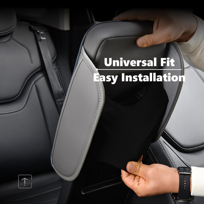 Upgraded Car Center Console Cover, 2 Side Storage Pockets bags,
