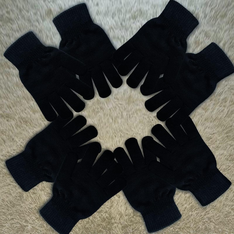 SILEDGN 6 Pairs Winter Gloves for Women Men's Warm Knit