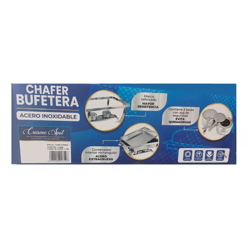 CUISINE Bufetera Chafer De Acero Inoxidable Para Chef 11 Litros