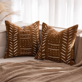 MIULEE Set of 2 Cushion Covers, 40 x 40 cm, Brown Chenille, Boho Cushion Covers, Sofa Cushion, Decorative Cushion, Elegant Design for Couch, Sofa, Living Room