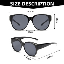 MOAZIFI Cycling Glasses for Glasses Wearers, Sunglasses Over Glasses with Polarised Lens, UV Protection for Cycling, Driving, Fishing, Running and Outdoor Activities, 148 mm x 158 mm x 58 mm