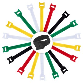 100 PCS De Multicolor Bridas, Sujetador de Gancho y Bucle Reutilizable de Color de 5 Tipos Ataduras de Cables Correas Ordenadas Bridas para Cables Bridas para Cables Ajustables