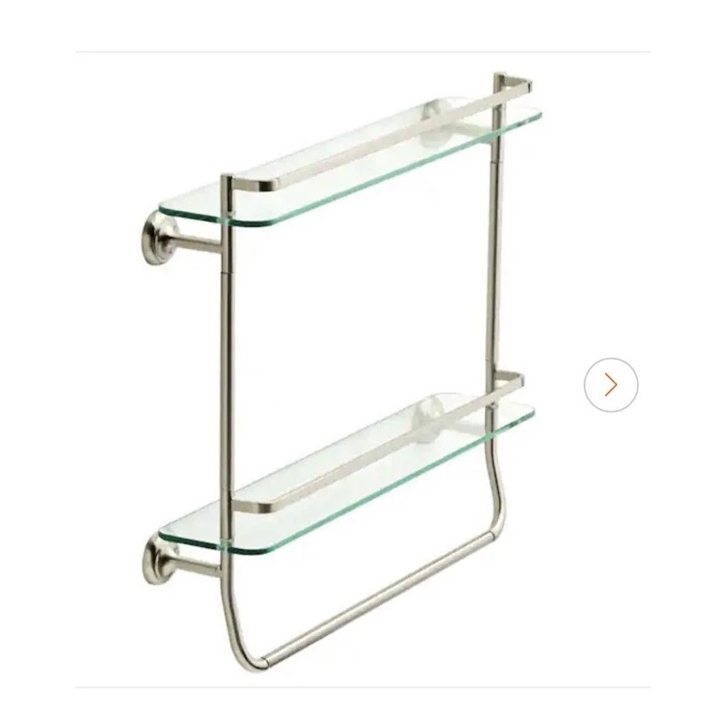 Delta FSS08-VBR 20" Glass Double Shelf with Towel Bar Chrome