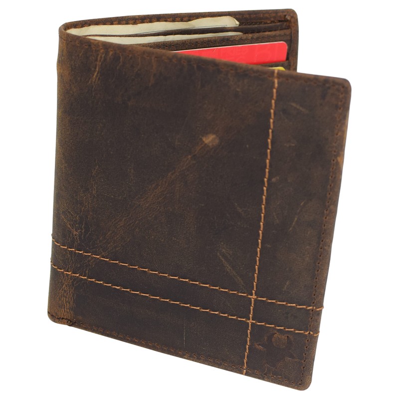 RFID Blocking Men's Slim Bifold Hipster Credit Card Vintage Leather