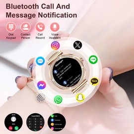 Smart Watches for Women,1.27" Slim Diamond Dial Women Watch for Android iPhones with 3 Straps Make/Answer Call IP68 Waterproof Pedometer Fitness Watch 100+ Sport Modes Count Step Smartwatch Rose Gold
