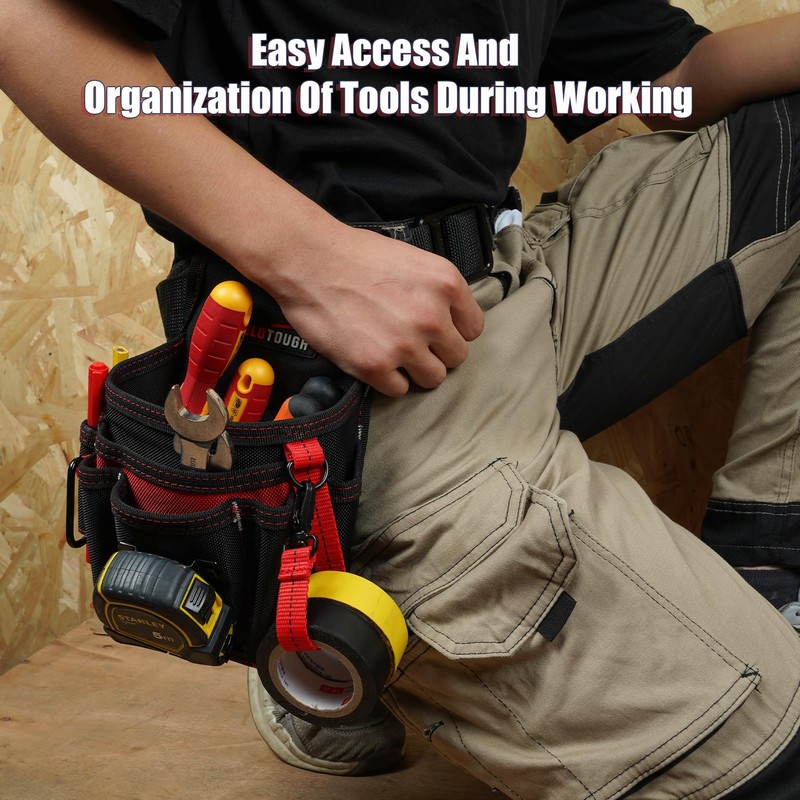 MELOTOUGH Electrician Tool Pouch Lightweight Belt Organizer with Tape Holder