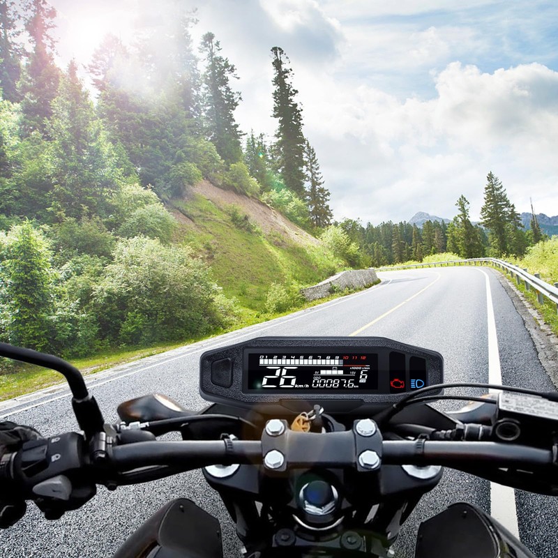 Universal Digital Speedometer for Motorcycle, Digital Tachometer with LCD Display