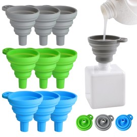 9 PCS Funnels for Kitchen Use Filling Bottles, Silicone Collapsible Funnel, Suitable for Kitchen, Filling Water Bottles, Protein Powder, Drink and Daily Cooking, Kitchen Gadgets (Blue, Green, Gray)