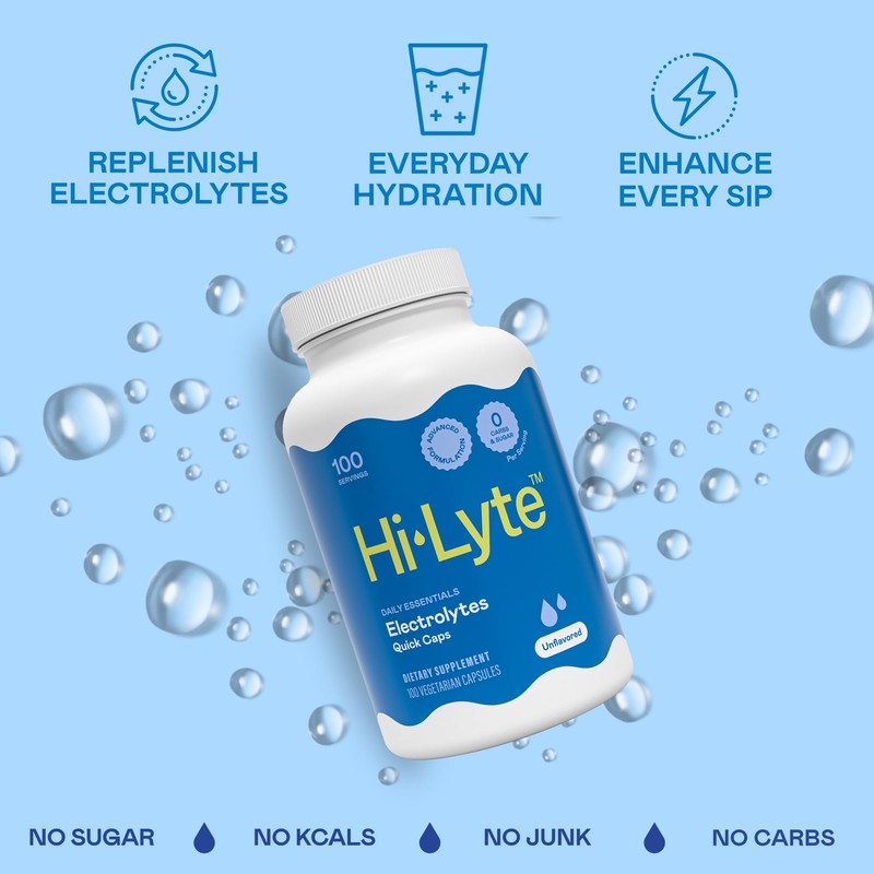 Hi-Lyte Unflavored Electrolyte Capsules - Hydration Support Supplement Tablets -