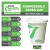 8 oz Compostable Paper Cups with White Flat Lids -