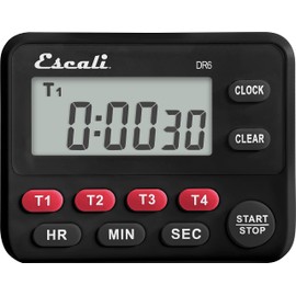 San Jamar Four Event Digital Timer, LCD Display, Black
