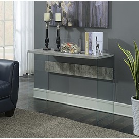 Convenience Concepts SoHo Console Table, Weathered Gray / Glass