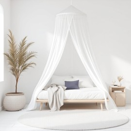 EverChoice Canopy Mosquito Net Bed Canopy for Double & Single Beds Mosquito Protection for Travel & Home Including Hooks & Dowels, Travel Bag (Round Bed 250 x 1200 x 60 cm)