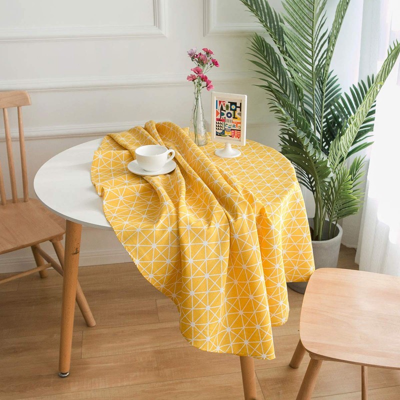 NATUCE Round Tablecloths, 150 cm Simple Tablecloth Dustproof Cotton Linen
