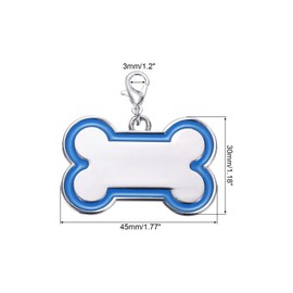sourcing map Pet ID Tags Bone Shape, 45x30mm Metal Personalize Engraved Both Sides Blank Tags Stamping Pet Supplies Engrave Name Number for Pet Dog ID Tags, Pendant Decoration (Blue)