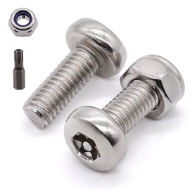 Glvaner (20 Sets) M6 x 16mm Pan Torx Head Tamper Proof Security Torx Head Machine Screws with M6 Locknuts and a Torx Drive Bit Stainless Steel 304 (18-8) Full Thread