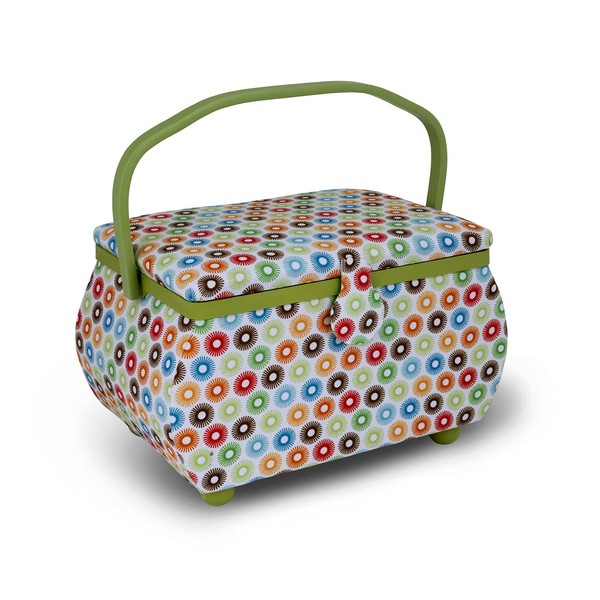 Dritz Sewing Basket Circle 12.75X7.75, Multicolor Retro