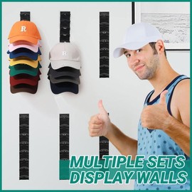 2-Pack Black Hat Organizer for Wall/Door/Closet Storage, Holds 16 Baseball Caps - Multi-Layer Hanger Holder with Two Mounting Options - Colour: white