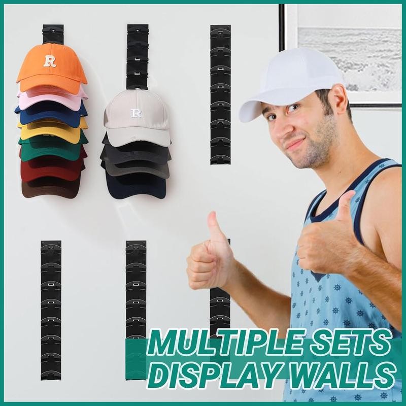 2-Pack Black Hat Organizer for Wall/Door/Closet Storage, Holds 16 Baseball