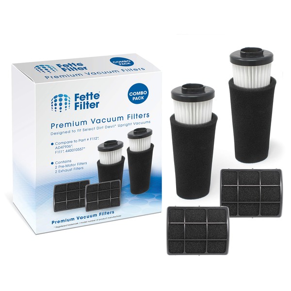 Fette Filter - Pre Motor Odor Trapping Filter & Inlet Filter Set Compatible with Dirt Devil Endura. (F111 & F112) - Combo Pack of 2