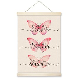 RZQIJ You Are Braver You Are Stronger Sign Hanging Wall Flags Canvas Banner 12x16 Inch - Affirmation Poster Banner for Room, Classroom, Bedroom - Inspirational Nursery Wall Decor(029)