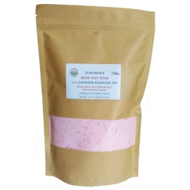 ATTIS Luxurious Bath Salt Soak with Lavender Essential Oil, Pink Himalayan Salt, Magnesium Flakes, Epsom Salt | Vegan | Hand made | Relaxing | Refreshing | Calming | Rejuvenating | (750g)